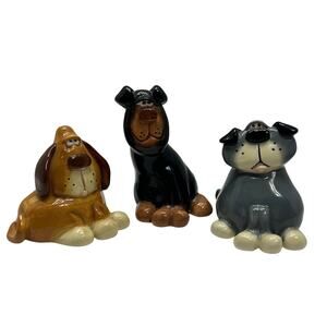 Russ Berrie Ceramic Whimsical Dog Figurines Signed Douglas Lot of 3